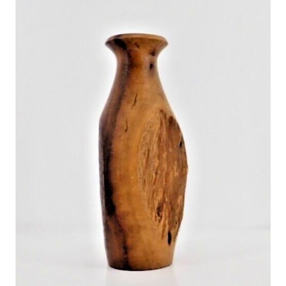 Handmade Australian Signed Red Gum Wood Vase K. Mugnaih Natural Finish - Picture 2 of 7